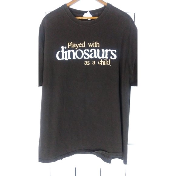 I played with dinosaurs as a child funny graphic cotton tshirt - Picture 2 of 3